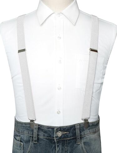 RBOCOTT Mens Solid Color Suspender with 3 Cilps Adjustable Braces in Kuwait