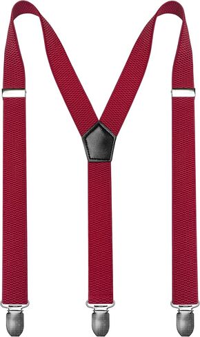 RBOCOTT Mens Solid Color Suspender with 3 Cilps Adjustable Braces in Kuwait