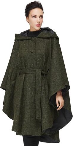 Women Wool Blend Cloak with Hood Medieval Cape Poncho Shawls for Fall Winter in Kuwait