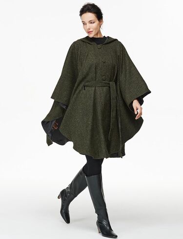 Women Wool Blend Cloak with Hood Medieval Cape Poncho Shawls for Fall Winter in Kuwait