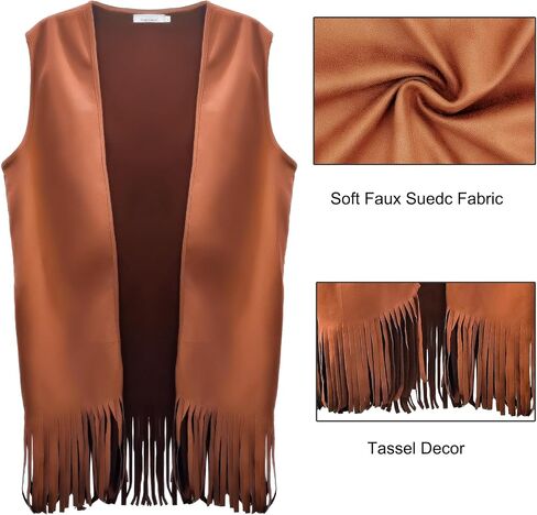 Hippie Costume for Men 60s 70s Fringe Vest Colorful T-shirt Set Carnival Party Tassel Vest Hippy Halloween Costume in Saudi Arabia