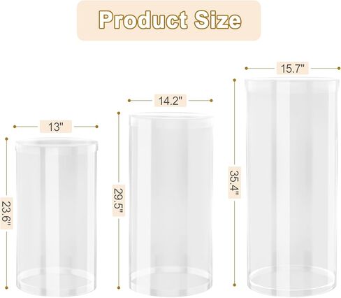 White Cylinder Pedestal Stands for Party- 3 Pieces , Large White Cake Pedestal Stand, Pedestal Display Plinth Pillars for Wedding Ceremony Birthday Party Art Decor--35.4''(L),29.5''(M),23.6''(S) in Kuwait