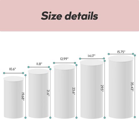 White Cylinder Pedestal Stands for Party- 3 Pieces , Large White Cake Pedestal Stand, Pedestal Display Plinth Pillars for Wedding Ceremony Birthday Party Art Decor--35.4''(L),29.5''(M),23.6''(S) in Saudi Arabia