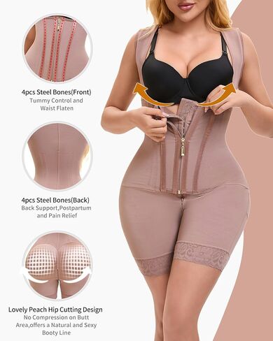 Fajas Colombianas Moldeadoras Shapewear Tummy Control Faja Body Shaper Postpartum Butt Lifter with Zipper Crotch in Saudi Arabia