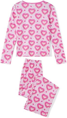 Seyurigaoka Mommy و Me Valentin Day Pajamas مجموعة حلوة القلب طباعة مطابقة Valentin PJs لابنة الأم العظم in Kuwait