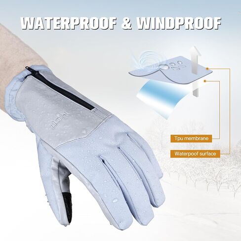 MCTi Winter Gloves for Women Waterproof Warm for Cold Weather Touchscreen Zipper Gloves in Saudi Arabia