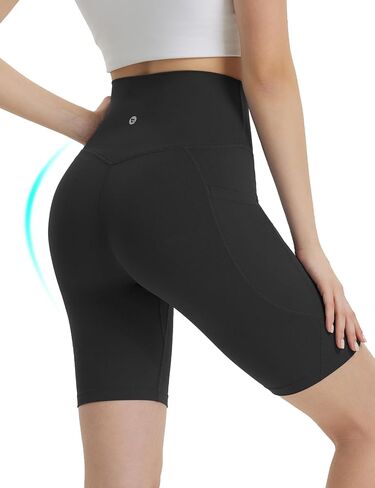 baleaf Women's 8" Biker Shorts Super High Waisted Tummy Control Yoga Workout Gym Short with Pockets in Saudi Arabia