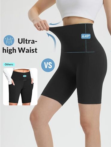 baleaf Women's 8" Biker Shorts Super High Waisted Tummy Control Yoga Workout Gym Short with Pockets in Saudi Arabia