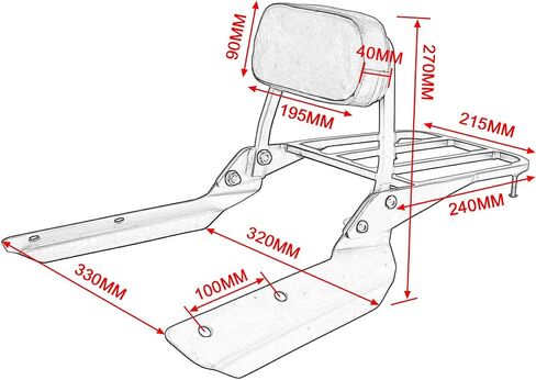 Passenger Sissy Bar with Luggage Rack Backrest for Honda CTX700 CTX700D CTX700N 2014-2018, Black in Saudi Arabia