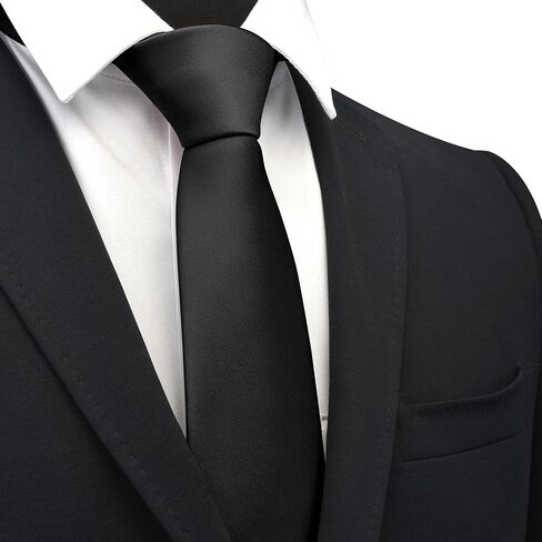 Branduce 3.15"（8cm） Mens Solid Satin Tie Pre-tied Adjustable Zipper Necktie for Business and Wedding in Kuwait