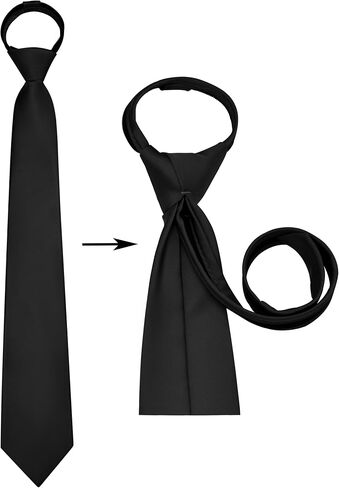 Branduce 3.15"（8cm） Mens Solid Satin Tie Pre-tied Adjustable Zipper Necktie for Business and Wedding in Kuwait