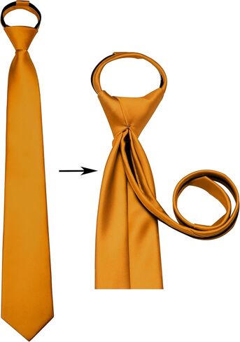 Branduce 3.15"（8cm） Mens Solid Satin Tie Pre-tied Adjustable Zipper Necktie for Business and Wedding in Kuwait
