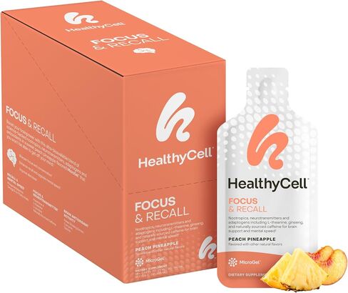 تركيز واستدعاء HealthyCell ، ملحق الدماغ السائل اليومي للتركيز والذاكرة - ملحق nootropics للتركيز واليقظة مع L -theanine ، أوميغا 3 و Taurine - 14 حزم هلام in Kuwait