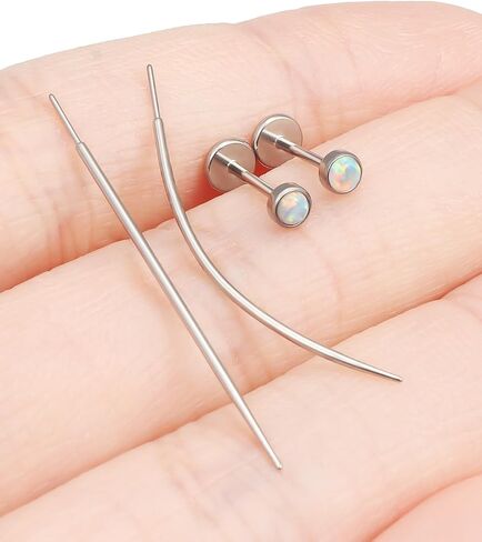 F136 Titanium 20/18/16g غير مسطحة للخيوط الظهر أوبال أسيرة الأبقار حلقات الأنف الشفاه LABRET MEDUSA MONROE JOWENTY مع تفتق للنساء الرجال in Kuwait