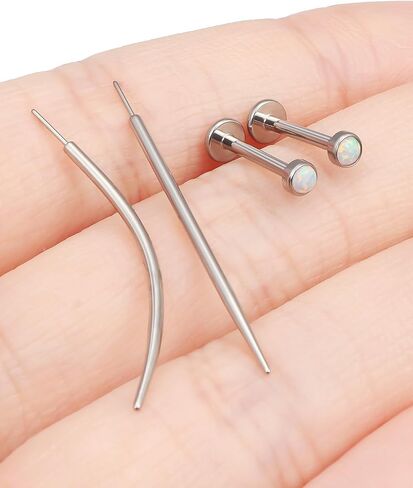 F136 Titanium 20/18/16g غير مسطحة للخيوط الظهر أوبال أسيرة الأبقار حلقات الأنف الشفاه LABRET MEDUSA MONROE JOWENTY مع تفتق للنساء الرجال in Kuwait