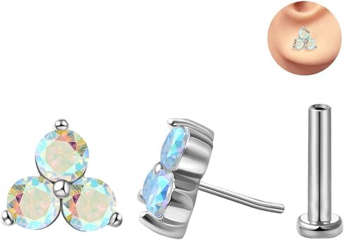FANSING Cartilage Earring Tragus Stud Trio CZ Stone Flat Back Earring for Helix Conch Threadless Push Pin Labret Stud in Saudi Arabia