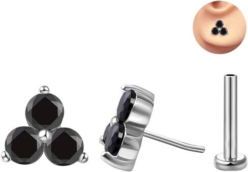 FANSING Cartilage Earring Tragus Stud Trio CZ Stone Flat Back Earring for Helix Conch Threadless Push Pin Labret Stud in Saudi Arabia