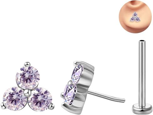 FANSING Cartilage Earring Tragus Stud Trio CZ Stone Flat Back Earring for Helix Conch Threadless Push Pin Labret Stud in Saudi Arabia