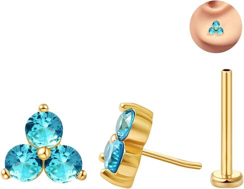 FANSING Cartilage Earring Tragus Stud Trio CZ Stone Flat Back Earring for Helix Conch Threadless Push Pin Labret Stud in Saudi Arabia