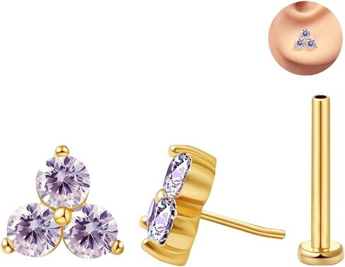 FANSING Cartilage Earring Tragus Stud Trio CZ Stone Flat Back Earring for Helix Conch Threadless Push Pin Labret Stud in Saudi Arabia