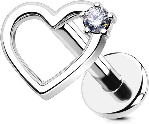 Oufer Heart Helix أقراط ، G23 Titanium Solid Flat Flat Back Stud أقراط 16G داخليًا على ملولبة حلزونية غضروف تراتيلاج ثقب المجوهرات للنساء الرجال in Kuwait
