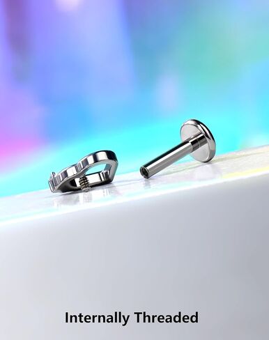 Oufer Heart Helix أقراط ، G23 Titanium Solid Flat Flat Back Stud أقراط 16G داخليًا على ملولبة حلزونية غضروف تراتيلاج ثقب المجوهرات للنساء الرجال in Kuwait