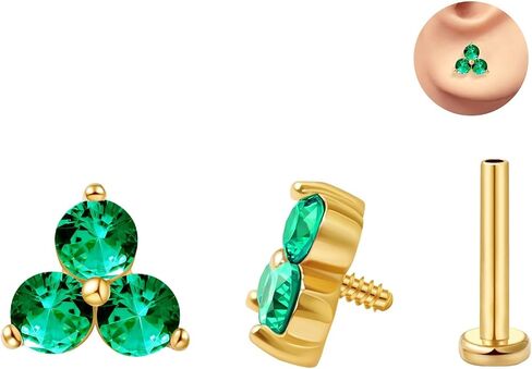 حلق الغضروف الجذاب Tragus Stud Trio CZ Stone Stone Flat Back Flats for Helix Conch داخليًا متمة مختبر in Saudi Arabia