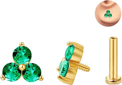 حلق الغضروف الجذاب Tragus Stud Trio CZ Stone Stone Flat Back Flats for Helix Conch داخليًا متمة مختبر in Saudi Arabia