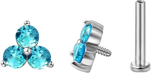 حلق الغضروف الجذاب Tragus Stud Trio CZ Stone Stone Flat Back Flats for Helix Conch داخليًا متمة مختبر in Saudi Arabia