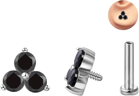 حلق الغضروف الجذاب Tragus Stud Trio CZ Stone Stone Flat Back Flats for Helix Conch داخليًا متمة مختبر in Saudi Arabia