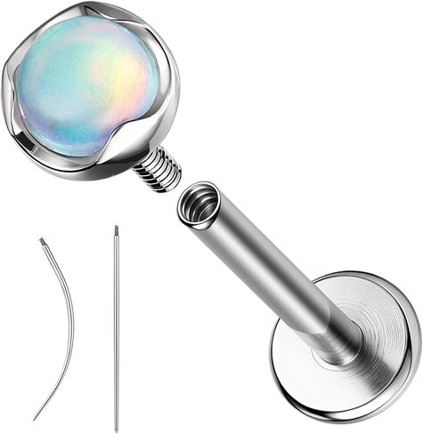 ZS ASTM F136 Titanium 16g 8mm Medusa Piercing Jewelry for Conch و Tragus و Helix و Labret و Cartilage - أقراط مسطحة Hypoallergenic داخليًا أوبال آشلي ثقب المجوهرات in Kuwait