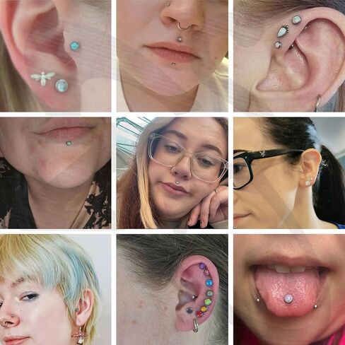 ZS ASTM F136 Titanium 16g 8mm Medusa Piercing Jewelry for Conch و Tragus و Helix و Labret و Cartilage - أقراط مسطحة Hypoallergenic داخليًا أوبال آشلي ثقب المجوهرات in Kuwait