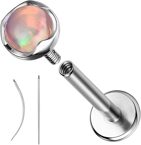 ZS ASTM F136 Titanium 16g 8mm Medusa Piercing Jewelry for Conch و Tragus و Helix و Labret و Cartilage - أقراط مسطحة Hypoallergenic داخليًا أوبال آشلي ثقب المجوهرات in Kuwait