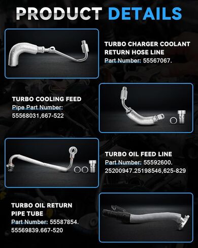 Turbocharger Turbo Oil Feed Line Pipe Tube Fit for 1.4L Buick, Chevrolet Vehicles Encore 2013-2021, Cruze 2011-2016, Sonic 2012-2020,Trax 2013-2021 Replace# 55592600 25198546 25200947 625-829 in Kuwait