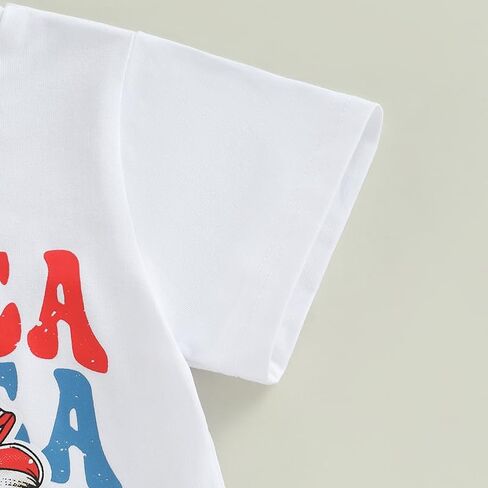 Kids Toddler Girls 4th of July T-Shirt Short Sleeve Patriotic Coquette Bow American Flag Independence Day Top in Saudi Arabia