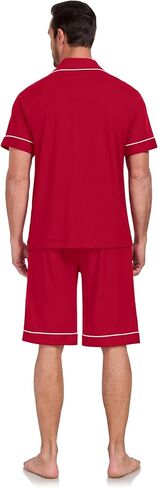 EA'S SECRET 100% Cotton Men's Button Down Pajamas Set Mens Notched Collar Lounge Pjs Set Short Sleeve Sleepwear With Pockets in Kuwait