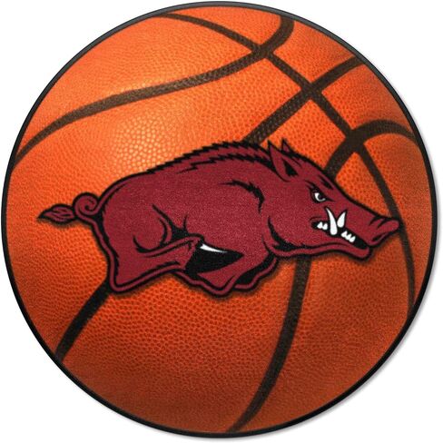 FANMATS 2128 Arkansas Razorbacks Basketball Shaped Rug - 27in. Diameter, Basketball Design, Sports Fan Accent Rug in Saudi Arabia