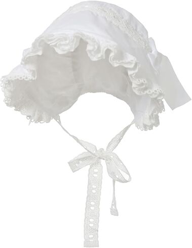 BPURB Victorian Lace Bonnet Colonial Pioneer Hat for Halloween Costume in Saudi Arabia