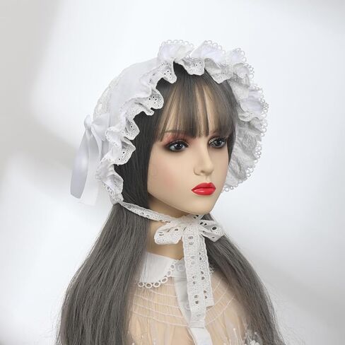 BPURB Victorian Lace Bonnet Colonial Pioneer Hat for Halloween Costume in Saudi Arabia