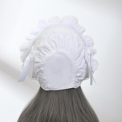 BPURB Victorian Lace Bonnet Colonial Pioneer Hat for Halloween Costume in Saudi Arabia