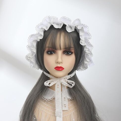 BPURB Victorian Lace Bonnet Colonial Pioneer Hat for Halloween Costume in Saudi Arabia
