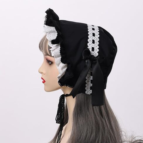BPURBER VICTORIAN LACE BONNET HAT Colonial Pioneer Hat for Halloween Assume in Saudi Arabia
