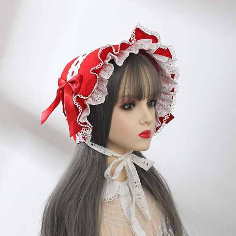 BPURB Victorian Lace Bonnet Colonial Pioneer Hat for Halloween Costume in Saudi Arabia