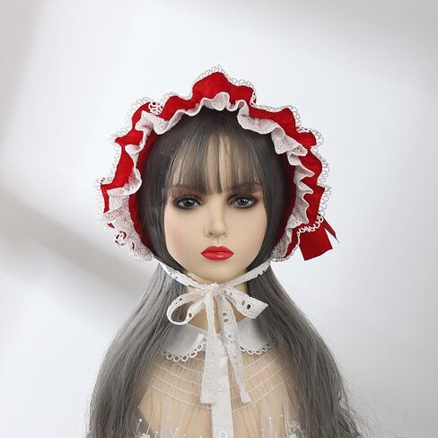 BPURB Victorian Lace Bonnet Colonial Pioneer Hat for Halloween Costume in Saudi Arabia