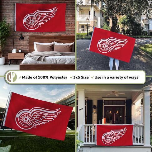 Desert Cactus Detroit Red Wings Flag NHL 100% Polyester Indoor Outdoor 3x5 feet National Hockey League Team (Design #2) in Saudi Arabia