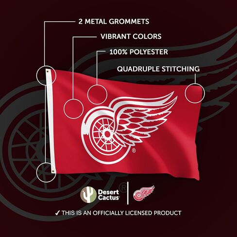 Desert Cactus Detroit Red Wings Flag NHL 100% Polyester Indoor Outdoor 3x5 feet National Hockey League Team (Design #2) in Saudi Arabia