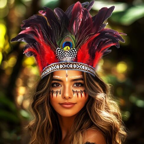 Aukmla Peacock Feather Headband Black Carnival Feather Headpiece Headdress for Women in Saudi Arabia