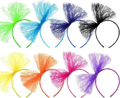 Blulu Set of 4 80's Lace Headband with Bow for Women 80s Hair Accessories Costume for Retro Fancy 80s Clothing Theme Party (Fresh Color) in Saudi Arabia