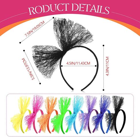 Blulu Set of 4 80's Lace Headband with Bow for Women 80s Hair Accessories Costume for Retro Fancy 80s Clothing Theme Party (Fresh Color) in Saudi Arabia