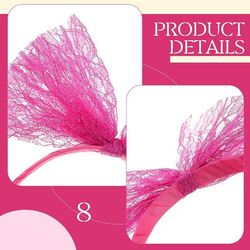 Blulu Set of 4 80's Lace Headband with Bow for Women 80s Hair Accessories Costume for Retro Fancy 80s Clothing Theme Party (Fresh Color) in Saudi Arabia